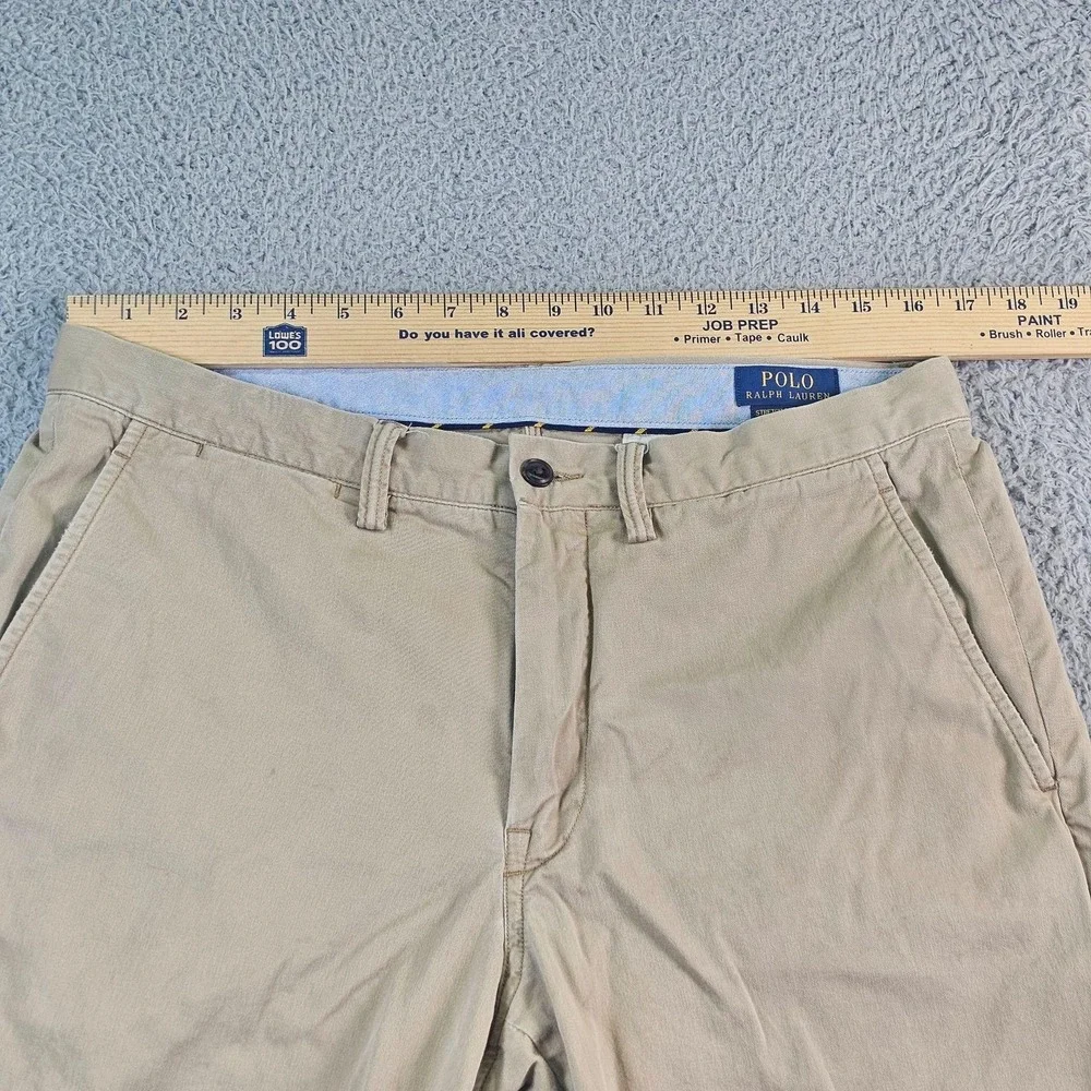 Polo Ralph Lauren Polo Chino Pants Mens 34x32 Beige Stretch Straight Fit Casual